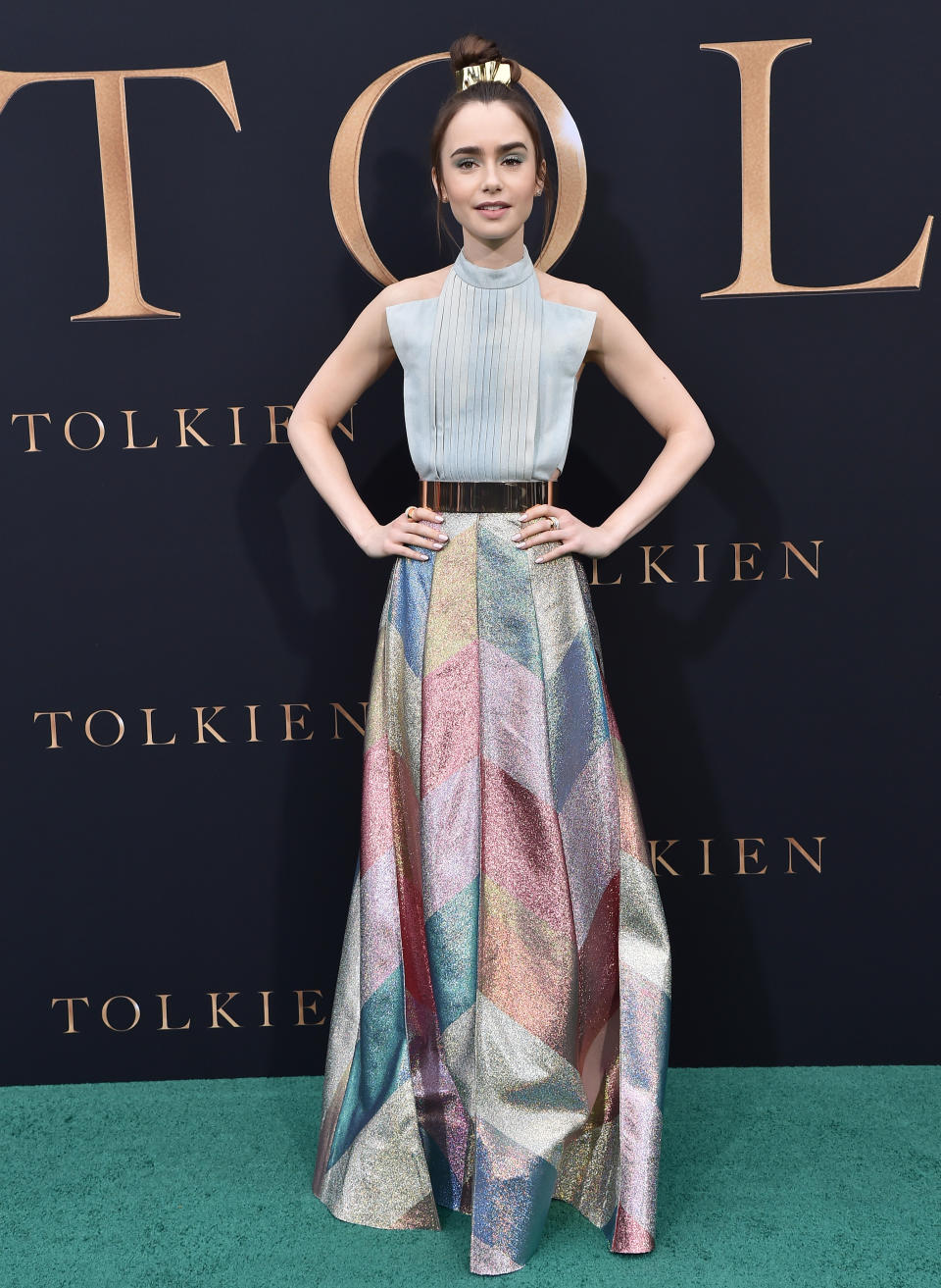 Lily Collins at the premiere of 'Tolkien'