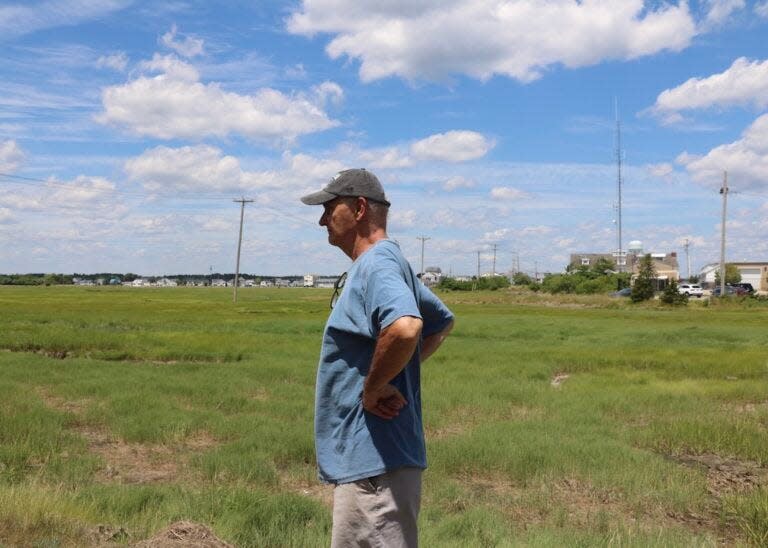 When the high tide surpasses the marsh, it floods the streets around Steve Belgiorno’s home in Hampton.