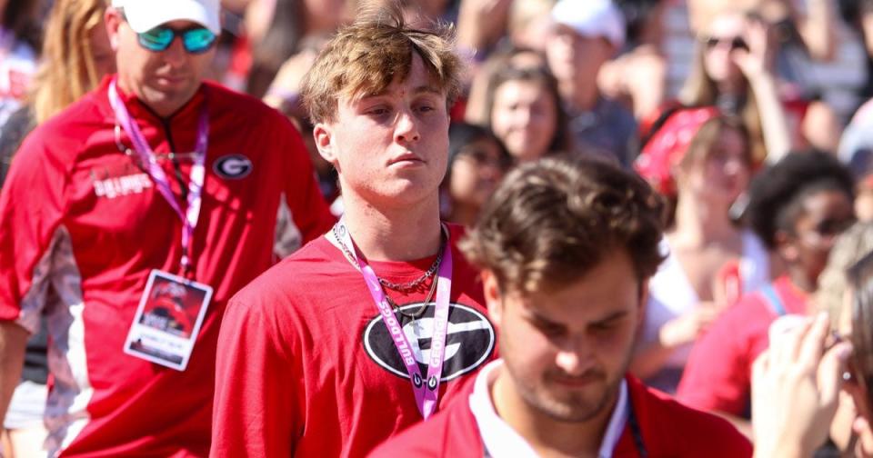 Paxton's Ryan Puglisi takes on the Georgia football game last Saturday before verbally committing to the Bulldogs for next season.