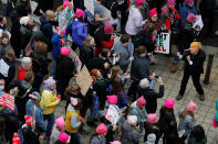 <p>A person with a mask like U.S. President Donald Trump joins the Women’s March on Washington in Washington, DC, U.S. January 21, 2017.(REUTERS/Brian Snyder) </p>