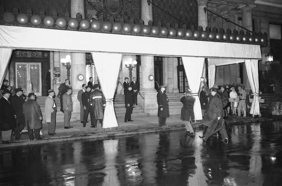 The scene outside New York's Plaza Hotel.