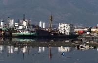 Old ships are seen at the Guanabara Bay in Rio de Janeiro March 12, 2014. REUTERS/Sergio Moraes