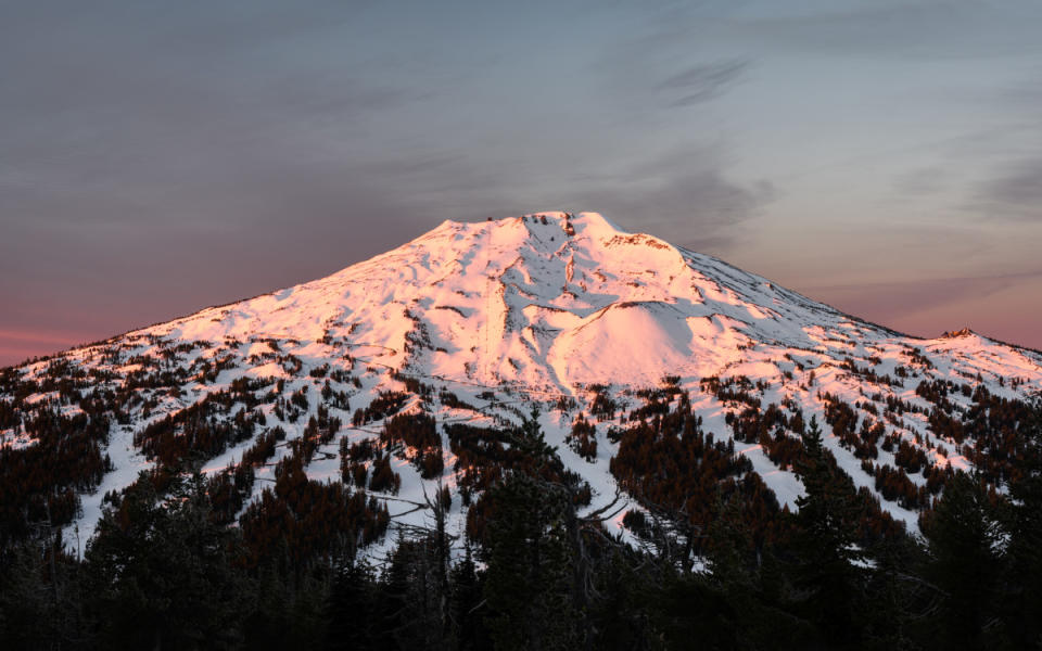 Mt. Bachelor, Oregon, in its alpenglow finery. <p>Danita Delimont/Getty Images</p>
