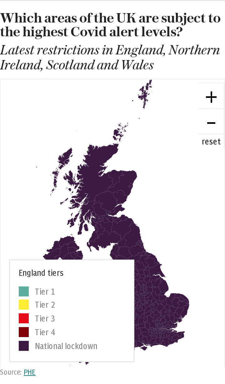 Three-tier Covid lockdown map