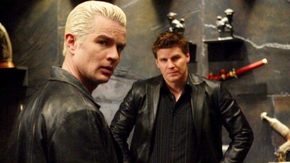 Spike looks away from Angel 