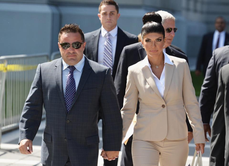 Joe and Teresa Giudice leave court after facing charges of bankruptcy and mail fraud (Getty)