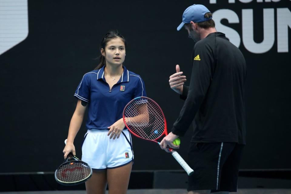 Emma Raducanu with new coach Torben Beltz (Hamish Blair/AP) (AP)