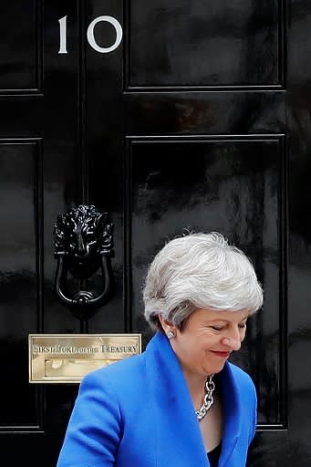 Britain's Prime Minister Theresa May outside her 10 Downing Street office in London