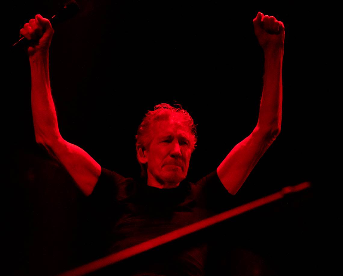 Roger Waters takes the stage at Raleigh, N.C.’s PNC Arena, Thursday night, Aug. 18, 2022.