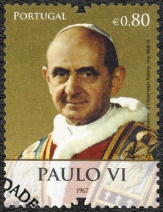 <span class="caption">Pope Paul VI.</span> <span class="attribution"><a class="link " href="https://www.shutterstock.com/image-photo/portugal-circa-2010-stamp-printed-shows-224736538" rel="nofollow noopener" target="_blank" data-ylk="slk:Shutterstock;elm:context_link;itc:0;sec:content-canvas">Shutterstock</a></span>