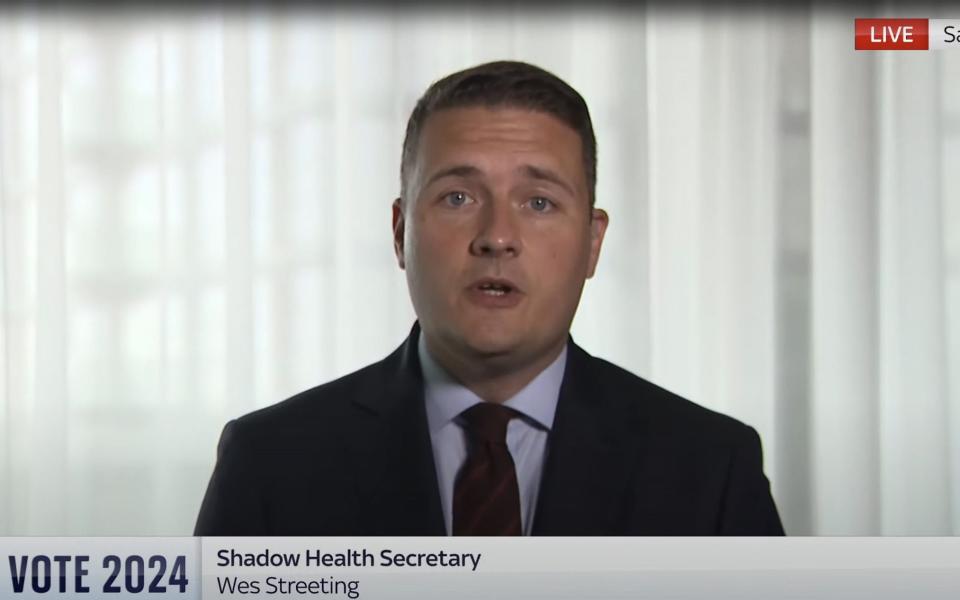 Wes Streeting, the shadow health secretary, is interviewed on Sky News this morning