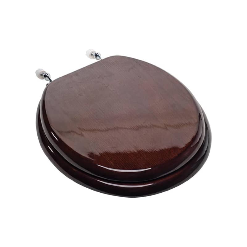 Round Toilet Seat Molded Wood Toilet Seat with Zinc Alloy Hinges