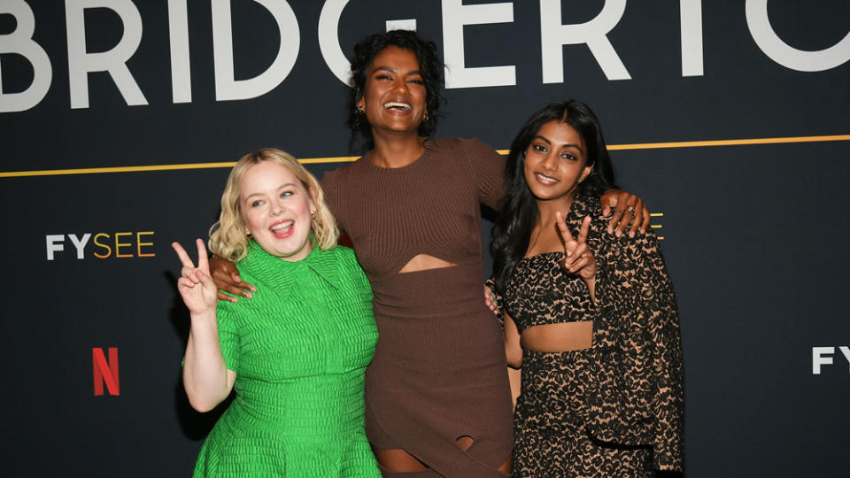 Nicola Coughlan, Simone Ashley and Charithra Chandran - Credit: Michael Buckner for Variety