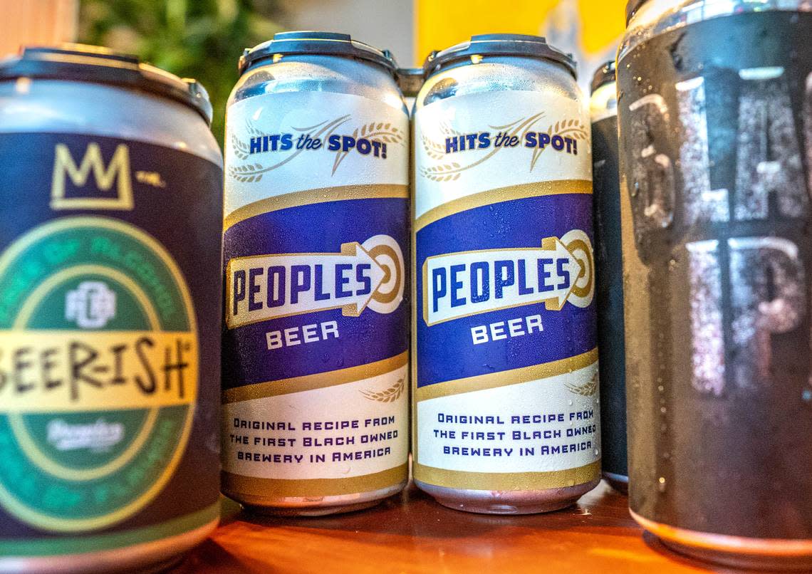 The recipe for the Peoples Beer, ready for drinking at Oak Park Brewing on Monday, was created at the first Black owned brewery in America,