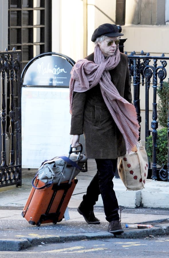 Sir Bob Geldof asleep Malmaison hotel steps Glasgow