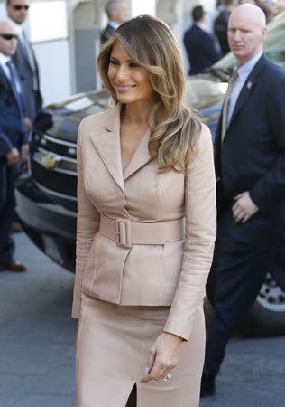 U.S. first lady Melania Trump arrives at the Magritte Museum in Brussels, May 25, 2017. REUTERS/Francois Lenoir