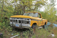 <p>Ford is well represented in this yard by commercial vehicles too, and this colorful <strong>F250</strong> certainly grabbed our attention. These sixth generation (1972 to 1979) trucks have a decent following, but not enough of one to make this a viable project. It does however have a few useful parts on it. This grille was introduced in 1973 and remained unchanged for three years.</p>
