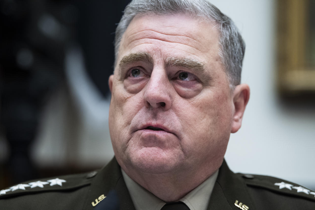 General Mark A. Milley, chairman of the Joint Chiefs of Staff, testifies during a House Armed Services Committee hearing on Wednesday. (Photo By Tom Williams/CQ-Roll Call, Inc via Getty Images)