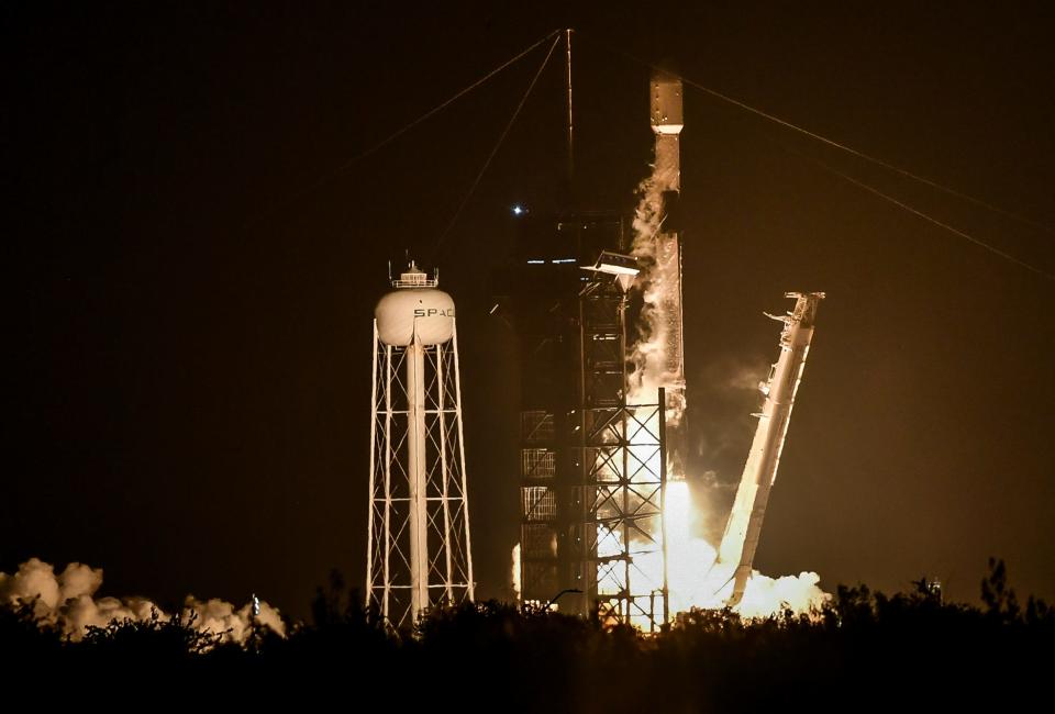 After two days of delays, a SpaceX Falcon 9 rocket lifts off Friday night from Kennedy Space Center.