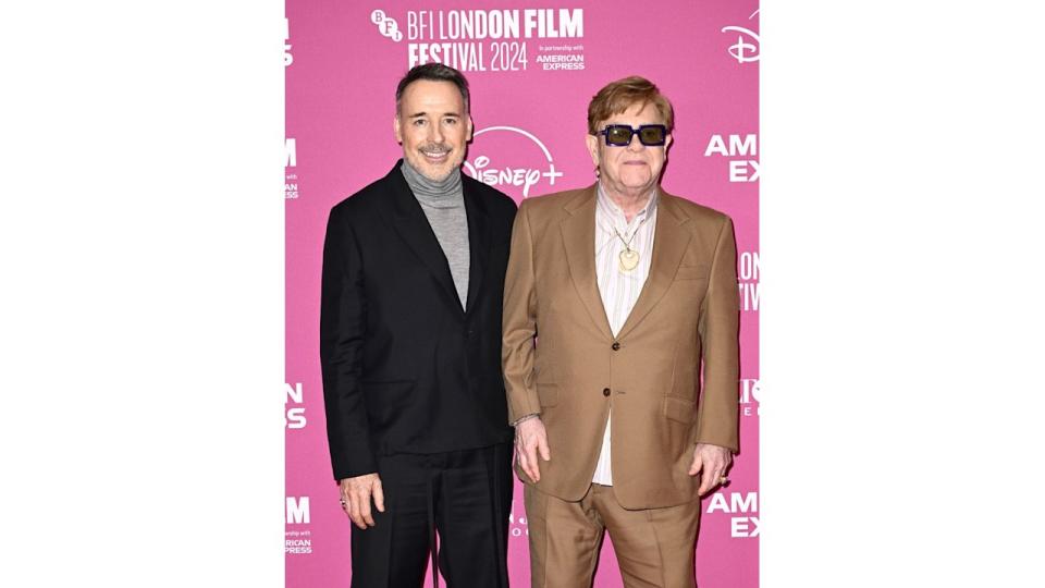 David Furnish and Elton John attend the "Elton John: Never Too Late" Headline Gala during the 68th BFI London Film Festival at The Royal Festival Hall on October 10, 2024