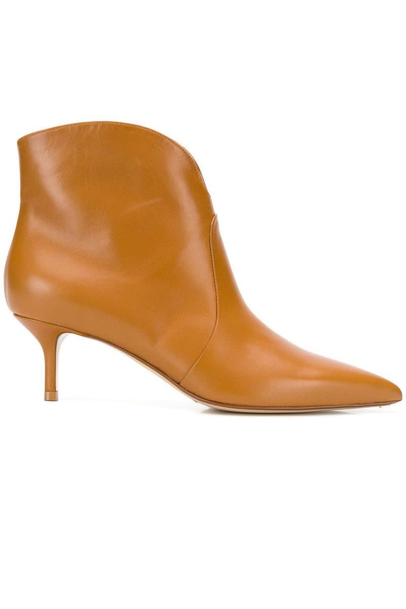 Camel Pointed Kitten Heel Boots