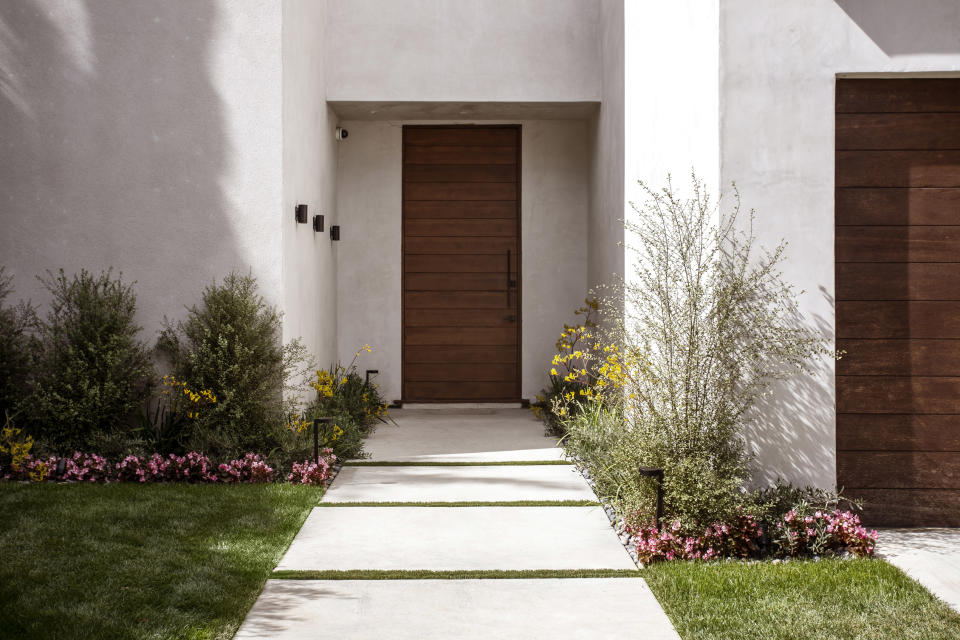 front garden with path garden border by Kate Anne Designs