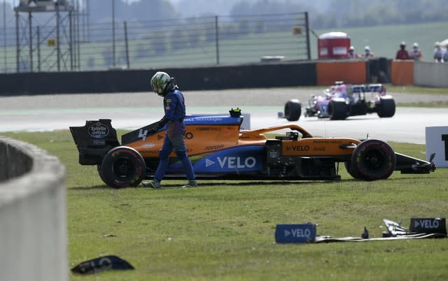 Lando Norris ended up in the barriers