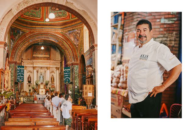 <p>Daniel Seung Lee</p> From left: Visiting the Iglesia Preciosa Sangre de Cristo, in Teotitlán del Valle; Chef Alejandro Ruiz of Portozuelo and Casa Oaxaca El Restaurante.