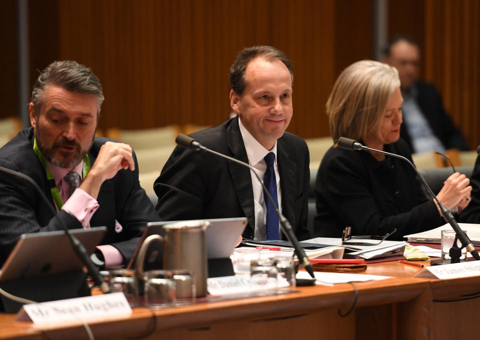 CANBERRA, AUSTRALIA - SEPTEMBER 13: Chair, James Shipton from The Australian Securities and Investments Commission (ASIC) appears during a public hearing in front of the Parliamentary Joint Committee on Corporations and Financial Services at Parliament House on September 13, 2019 in Canberra, Australia. The hearing is reviewing the performance and operation of the corporate regulator.  (Photo by Tracey Nearmy/Getty Images)