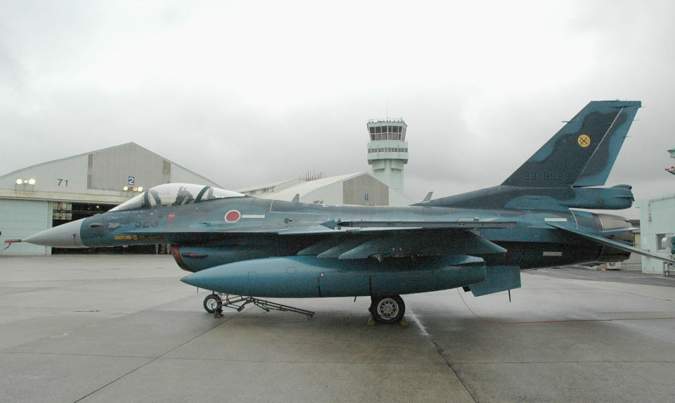 A F-2 fighter of Japan Air Self-Defense Force is seen at Tsuiki base, Fukuoka prefecture, southern Japan in March 2010. Japan announced Friday, Dec. 9, 2022 that it will jointly develop its next-generation fighter jet with the U.K. and Italy as Tokyo looks to expand defense cooperation beyond its traditional ally, the United States. (Kyodo News via AP)