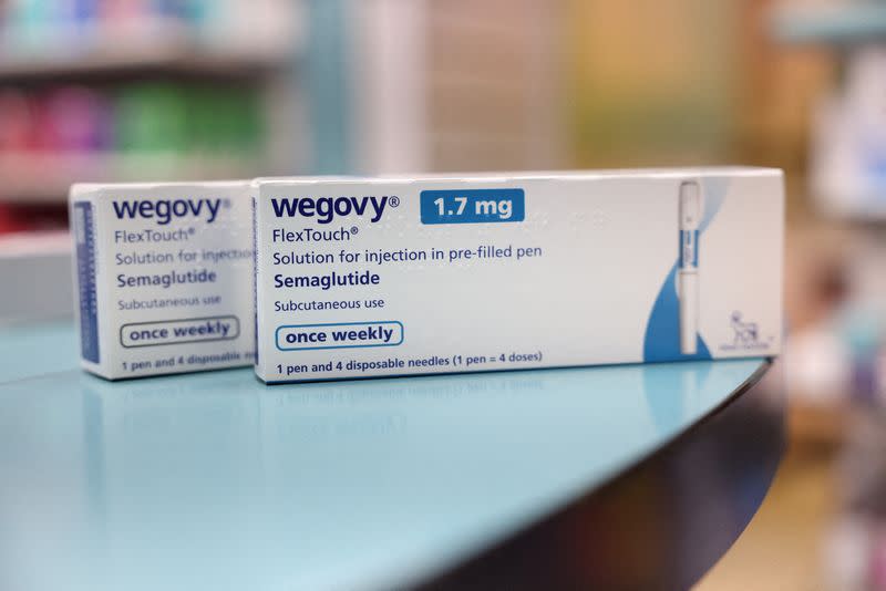 FILE PHOTO: Boxes of Wegovy made by Novo Nordisk are seen at a pharmacy in London