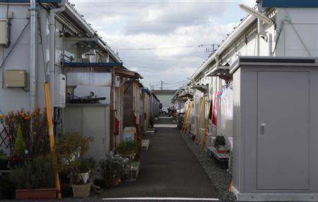 A view shows the Izumitamatsuyu temporary housing estate, where 200 former Tomioka town residents have evacuated to, in Iwaki, Fukushima prefecture November 8, 2013. REUTERS/Sophie Knight