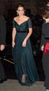 <p>Royals love to get glammed up, as proven by this photo of Kate at the St. Andrews 600th Anniversary Dinner in 2014—such a gorge dress! </p>