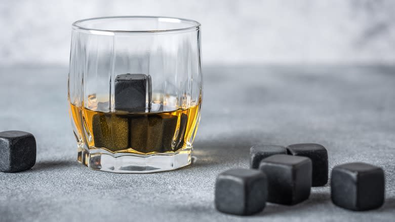 glass with whiskey stones