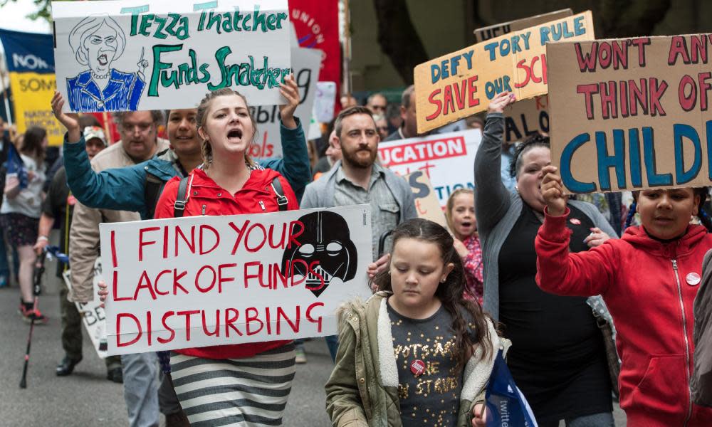 A protest in Bristol against cuts to school funding. 