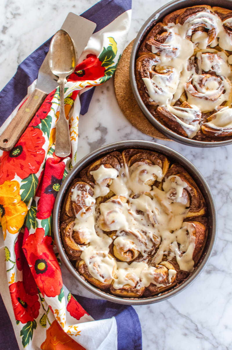 Spicy Sticky Cinnamon Rolls with Cream Cheese Icing