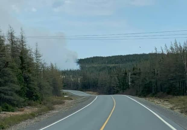 Fire crews near Buchans are continuing to fight a forest fire that broke out Friday. (Town of Buchans/Facebook - image credit)