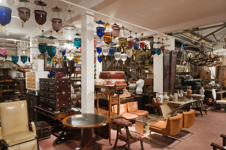 Antique shop with various items
