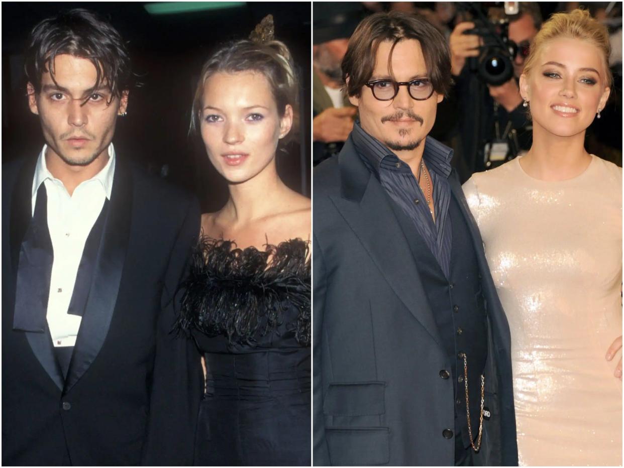 An image of Johnny Depp with Kate Moss and Amber Heard.