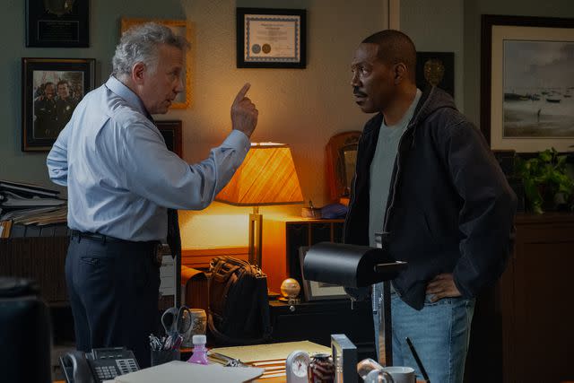 <p>Netflix</p> Paul Reiser as Jeffrey and Eddie Murphy as Axel Foley in Beverly Hills Cop