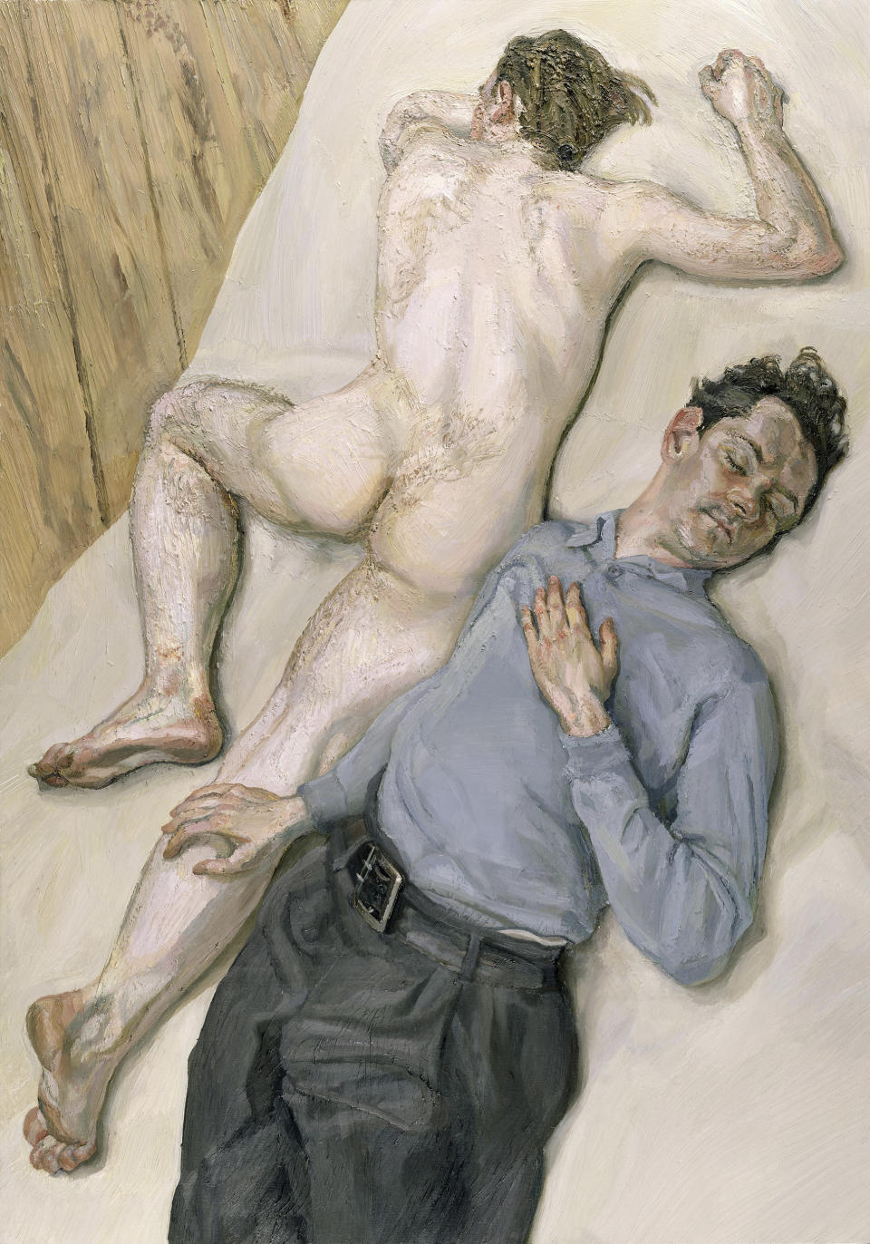 NGS68779 Two Men, 1987-88 by Freud, Lucian (1922-2011); 106.7x75 cm; National Galleries of Scotland, Edinburgh; (add.info.: Scottish National Gallery of Modern Art, Edinburgh, UK); © National Galleries of Scotland ; English,  in copyright.

PLEASE NOTE: This image is protected by artist's copyright which needs to be cleared by you. If you require assistance in clearing permission we will be pleased to help you. In addition, we work with the owner of the image to clear permission. If you wish to reproduce this image, please inform us so we can clear permission for you.