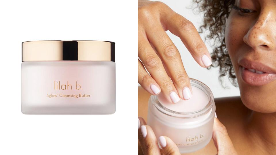 Remove makeup and cleanse the skin with the Lilah B Aglow Cleansing Butter.