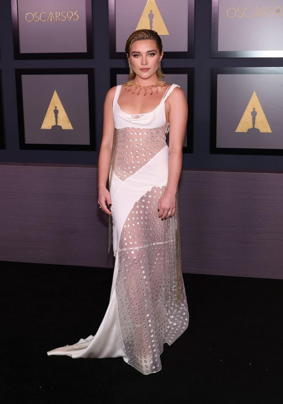 los angeles, california   november 19 florence pugh attends the academy of motion picture arts and sciences 13th governors awards at fairmont century plaza on november 19, 2022 in los angeles, california photo by emma mcintyrewireimage