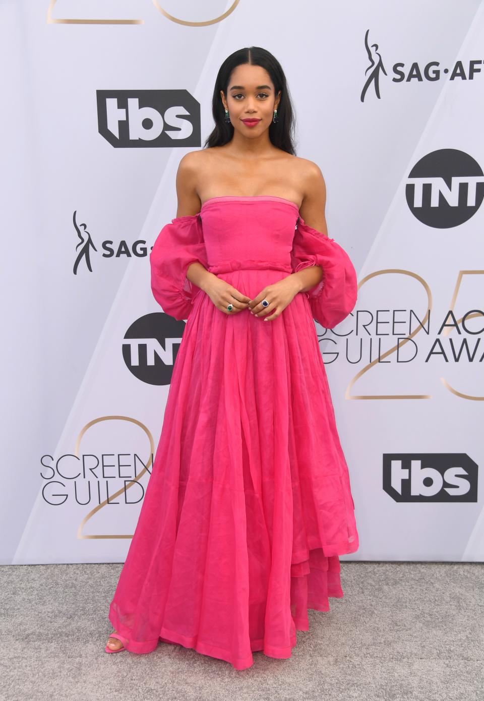 <h1 class="title">Laura Harrier in custom Loewe and Bulgari jewelry</h1><cite class="credit">Photo: Getty Images</cite>