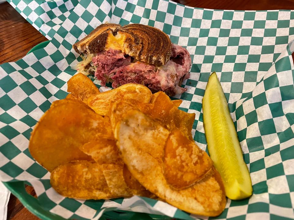 The Reuben sandwich at Sully's Irish Pub in Medina comes with a pickle and house-made chips.