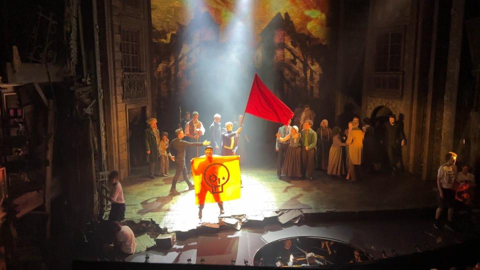 Just Stop Oil of activists disrupting a performance of Les Miserables (Just Stop Oil/PA Wire)