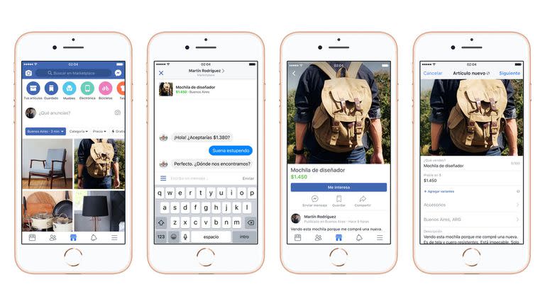 La interfaz móvil de Facebook Marketplace