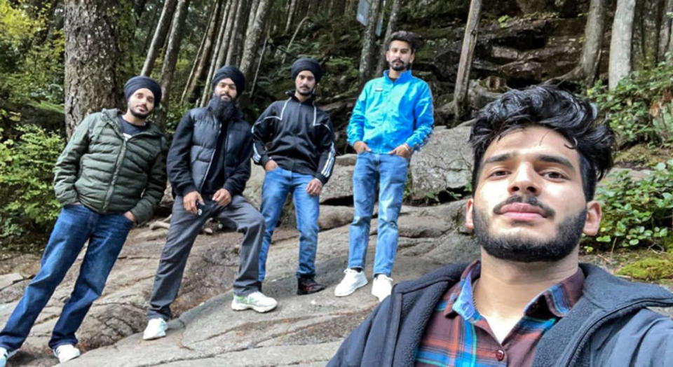 Kuljinder Kinda, left, and his friends at Golden Ears Provincial Park in British Columbia on Oct. 11, 2021. (Courtesy Kuljinder Kinda)