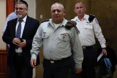 Israeli Chief of Staff Lieutenant-General Gadi Eizenkot (C) arrives to the weekly cabinet meeting in Jerusalem January 13, 2019. Ariel Schalit/Pool via REUTERS