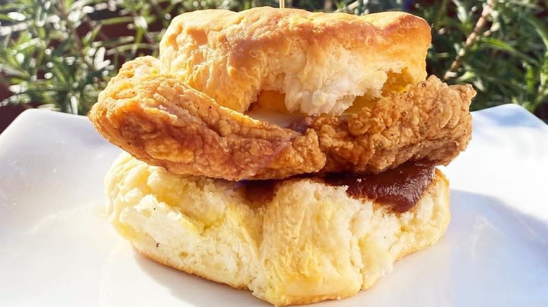 Chicken biscuit with apple butter